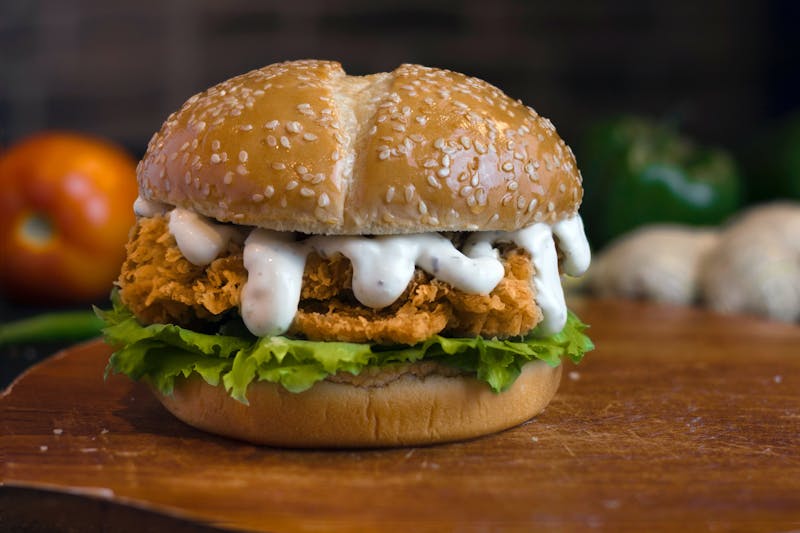 Spicy Deluxe Chicken Sandwich with pepper jack cheese